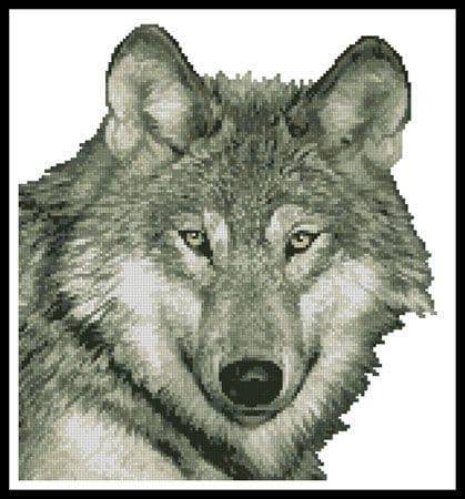 Wolf Close Up (No Background) by Artecy printed cross stitch chart